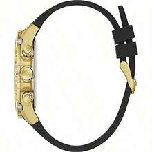 Guess Luxuriöse Herren Mode Drei-Augen Multifunktions Diamant-besetzte Skelett Zifferblatt Silikon Armband Quarz Uhr GW0333G2