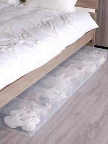 6/12 piezas Cajas de zapatos de plástico transparente para el dormitorio, cajas plegables y de almacenamiento para zapatos, con tapas abatibles, gabinetes de zapatos transparentes colocados debajo de la cama