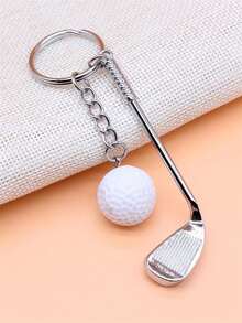 1pc Men Golf Ball Decor Fashionable Keychain For Gift Car Accessories Bag Charm School Cute Goth Y2k - trắng - Xem 1