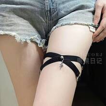 1pcs Gothic Sexy Four-Pointed Star Cross Elastic Leg Ring Leg Strap Y2K Leg Chain Leg Accessory - Black - View 1
