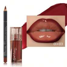 Pudaier Set Lip Gloss dan Lip Liner Pelembap (Merah 01+03) - Kontur Bibir Presisi 3D, Menciptakan Efek Makeup yang Melembapkan, Cocok untuk Segala Acara, Serbaguna untuk Semua Tampilan Makeup! - 01+03 - View 6