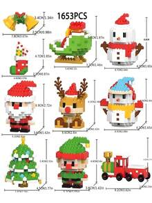 Christmas Santa Claus, Christmas Tree, Train, Snowman, Micro Building Blocks, Creative Gifts, Reindeer Building Blocks, Perfect Holiday Gifts, Room Decor, Christmas, Christmas Decorations, Adult Building Blocks, Cubby Houses, Gifts, Christmas Train Sets, Christmas, Building Blocks, Christmas Decorations Winter Christmas Decorations Home Christmas Gifts Christmas Decor - Multicolor - View 4