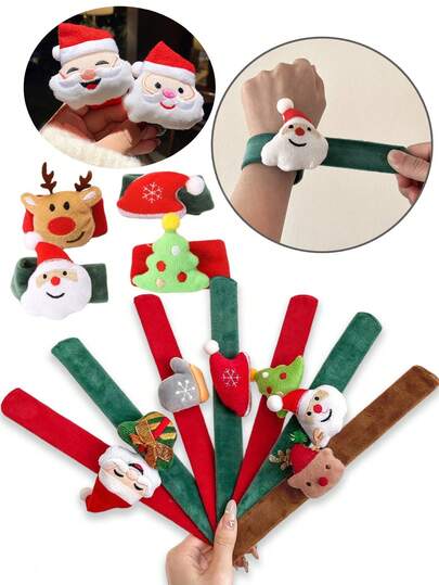 1 szt. Bransoletka świąteczna z klaskaniem, ozdoby na bransoletkę, Święty Mikołaj, Łoś, Dekoracyjna świąteczna popularna bransoletka w kształcie koła, odpowiednia do dekoracji domu, prezenty świąteczne