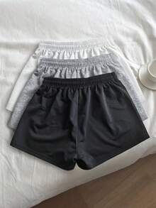 Set de 3 pantalones cortos deportivos bordados de colores para mujeres - 3PCS - Ver 2