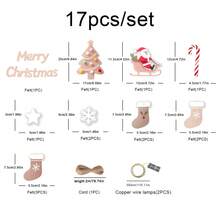 圣诞彩灯背景墙派对装饰圣诞树圣诞快乐字母主题许愿袜珍珠绒球挂饰横幅套装 - 彩色 - 查看 5