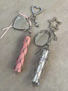 创意悬挂装饰心形星形吊坠网袋，不锈钢口红架，金属钥匙扣，男女皆宜的礼物