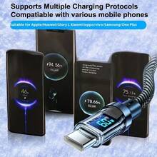 120W Ultra Fast Charging USB A-To-Type-C Cable, With LED Digital Display, Matte Surface, Data Synchronization, USB Power Supply, 6A High Current, Compatible With Xiaomi, POCO, Etc - C to C - 查看 2