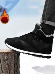 1 Paio di Stivali da Neve Casual da Uomo, Scarpe da all'aperto, Scarpe da Trekking, Scarpe Calde, Scarpe da all'aperto Antighiaccio Confortevoli, Scarpe da Passeggio Comode, Scarpe Gump, Scarpe da Allenamento, Scarpe da Corsa, Nero, Taglie Comode