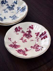 1 pièce Tasse à expresso française en céramique de 100 ml et soucoupe, tasse à café pour le thé de l'après-midi, tasse à café élégante en céramique et soucoupe, service à thé de l'après-midi vintage avec motif floral - carthame - Voir 3