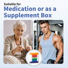 Boîte à médicaments française à 28 compartiments, 7 couches avec 4 compartiments par couche, solution de rangement organisée pour les médicaments quotidiens - Multicolore - Voir 5
