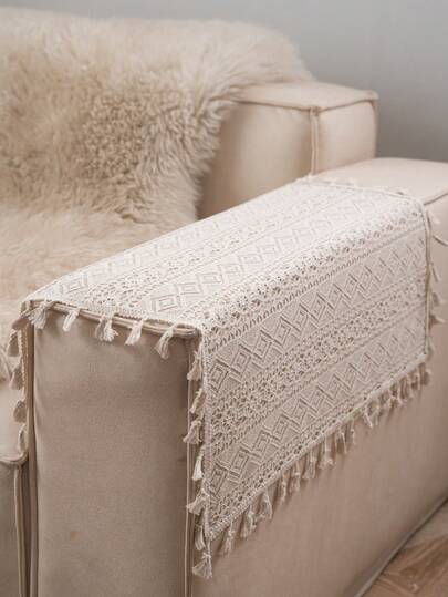 Bubaba 1 块纯色方形桌布，波西米亚现代亚麻棉混纺方形桌布，适合圣诞节装饰、万圣节派对、小桌子、床头柜、沙发、玄关柜，四季皆宜