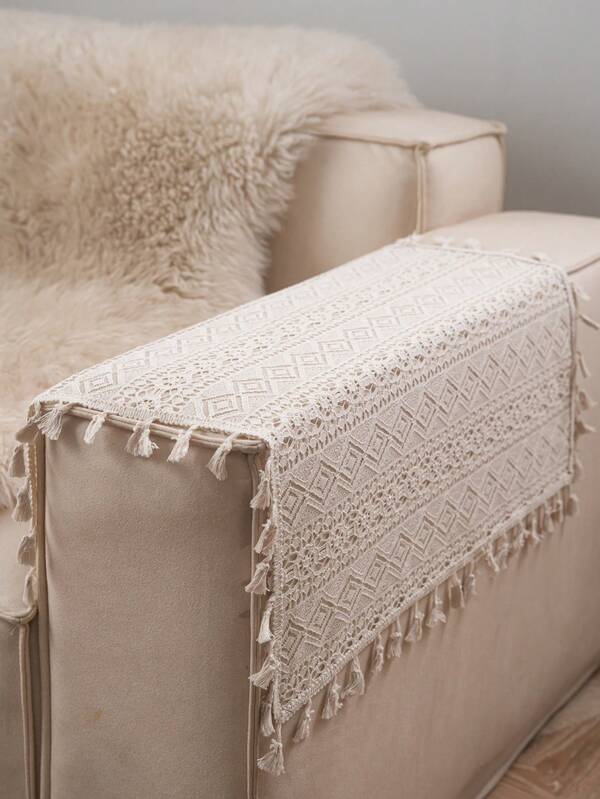 Bubaba 1 块纯色方形桌布，波西米亚现代亚麻棉混纺方形桌布，适合圣诞节装饰、万圣节派对、小桌子、床头柜、沙发、玄关柜，四季皆宜