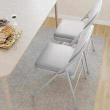 Set de 2 Sillas Plegables con Asiento y Respaldo Acolchados, Estructura Metálica Soporta hasta 160 kg, Sillas Portátiles para Comedor, Oficina, Eventos Interiores y Exteriores, Gris - Gris - Ver 5