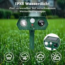 Repellente per gatti ad ultrasuoni, repellente per animali, repellente per gatti da giardino, confezione da 2, modalità automatica, sensore PIR impermeabile, repellente per cani a LED, repellente per gatti contro gatti, cani, uccelli, volpi, topi - Verde - Visualizzare 4