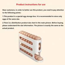 四层大容量鸡蛋收纳盒，冰箱侧门鸡蛋架，鸡蛋保鲜盒，冰箱鸡蛋架。采用优质PP材质制成。适用于冰箱储存，节省空间，厨房必备保鲜工具。 - 白色 - 查看 12