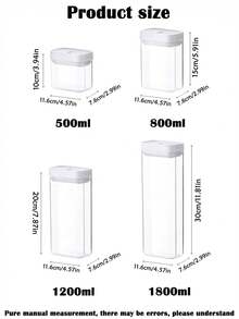 1pc/2pcs Food Storage Canister, Kitchen Grain Storage Jar, Refrigerator Fresh-Keeping Box, Kitchen Food Storage Container, Suitable For Storing Spices, Sugar, Coffee Beans, Nuts, Snacks, Pasta And Other Foods, Home Decor Storage, Suitable For Christmas, Halloween, Thanksgiving And Other Occasions. - White - View 3