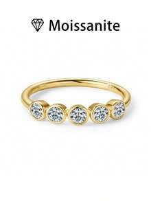 1 件女士结婚戒指，泡泡花戒指，1.8 克 925 纯银，0.1 克拉 * 5 颗莫桑石，波西米亚宫廷风格，奢华订婚/婚礼/周年纪念/情人节礼物，附有莫桑石证书和精美礼品盒