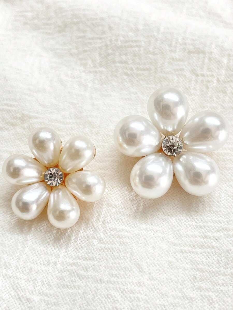 6/10 piezas Botones minimalistas y versátiles con forma de gota de agua con perlas y rhinestones, botones decorativos hechos a mano para sombreros, ropa, puños