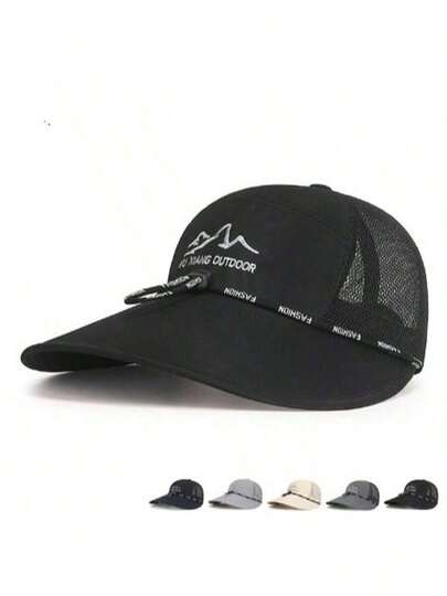 1 peça chapéu de malha com aba larga e proteção solar, boné de beisebol respirável para pesca ao ar livre