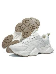 新款女士休闲运动鞋，时尚米色女士休闲运动鞋，轻便跑步鞋，户外旅行运动鞋，男女通用都市运动鞋，时尚反光厚底运动鞋，厚底女鞋，适合秋冬季节穿着 - 米色 - 查看 3