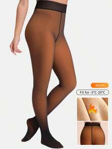 Women's Thermal Lined Faux Sheer Tights, High Waist Slimming Opaque Leggings, Anti-Pilling, Plus Size, Suitable For Winter Home And Casual Wear
