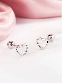 1 Pair Delicate And Unique Hollow Heart Stud Earrings For Women – Screw Back Design Ideal For Cartilage Piercings – Lightweight, Comfortable, And Stylish Jewelry Perfect For Daily Wear, Parties, And Special Occasions - 黃金 - 查看 3