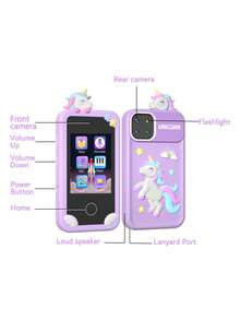 升级版儿童智能手机，带全息金字塔，适合 3-10 岁儿童的圣诞生日礼物，儿童玩具手机，2.8 英寸触摸屏幼儿学习玩具，双摄像头，音乐播放器儿童手机，带摄像头的儿童手机，适合男孩和女孩 - 彩色 - 查看 12