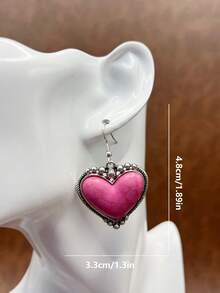 1 Set Vintage Bohemian Style Turquoise Beaded Necklace, Synthetic Turquoise Heart Pendant Necklace, Heart Bracelet, Heart Earrings, Versatile Short Style, Suitable For Casual Wear, All Seasons Jewelry, Suitable For Women And Girls, Daily Outfit, Party Accessories, Jewelry, Gift For Family/Friends/Yourself - Bohemian Style - View 5