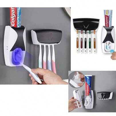 Dispenser de Creme Dental Pasta de Dente com Porta Escovas