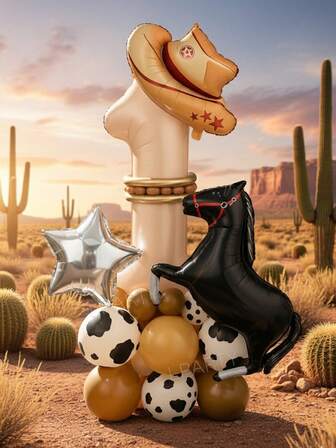 Set de 28 piezas/Decoración de fiesta de cumpleaños con tema de vaquero del oeste, globos de número de aluminio mate de 40 pulgadas del 0 al 9 en color caramelo, globos de aluminio con silueta de caballo negro y sombrero de vaquero marrón, globos de látex crema de 12 pulgadas, globos de látex de cacao/café, adecuado para cumpleaños, baby shower, fiesta retro