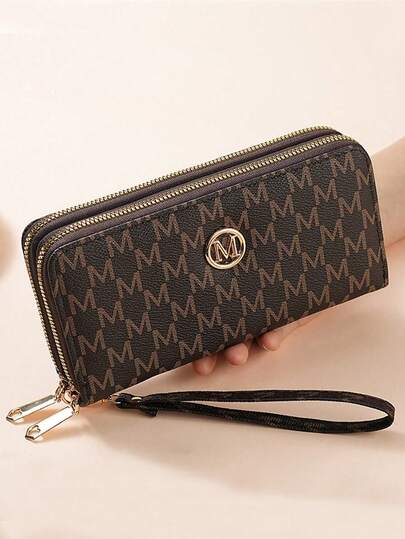 Portafoglio da donna stile vintage, grande capacità, slot multipli per carte, portafoglio per telefono con doppia cerniera, portamonete lungo stile coreano da donna, borsa alla moda, porta carte di credito, portafoglio, portafoglio piccolo, portafoglio, frizione, braccialetto, portafoglio, adatto per uso quotidiano, regali di compleanno, Natale