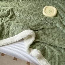 1pc Reversible Bed & Sofa Blanket - Thickened All-Season Geometric Diamond Pattern Throw, Machine Washable Black Cozy Blanket For Bed, Couch, Or Home Decor, Throw Blanket For Couch, Versatile Comfort Item, Textured Pattern, Highquality Textile - Mint Green - View 8