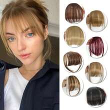 6inch Synthetic Air Bangs Clip In Hair Extensions Front Fringe False Hairpiece For Women Clip In Bangs Invisible Natural Suitable For Daily ,Parties, Holidays, Etc