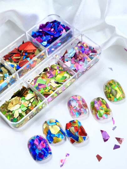 Shiny Asymmetrical Glitter Flakes Nail Art Decorations Broken Glass Paper For Gel Polish Manicure DIY Accessories Nails Sequins