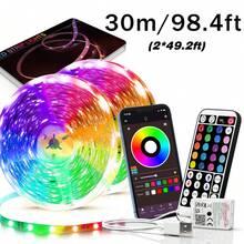 Tira de luz LED de 3 pies a 100 pies para decoración del hogar, equipada con control remoto de 44 teclas y control por aplicación, con temporizador y atenuación sincronizada con música, luz RGB de cambio de color adecuada para decoración de dormitorio, vacaciones, decoración de habitación, decoraciones de pared - luz policromática - Ver 17