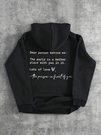 Men's Autumn And Winter Street Pattern Hooded Sweatshirt Top, Slightly Elastic Slim Fit Thermal Lined Pullover Black Long-Sleeved Sweatshirt, Casual Daily School Season Hooded Top