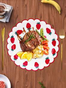 10pcs/20pcs/50pcs Strawberry Scalloped Tableware Set Pink Red Strawberry Flower Disposable Plates Floral Shaped 7 Inch Cake Plates 9 Inch Dinner Plates For Spring Summer Fruit Babe Shower Party Table Supplies - Multicolor - View 5