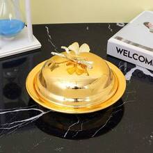 1 Set Piatto per il burro in stile europeo dorato, Piatto per frutta di alta gamma per soggiorno, Piatto per spuntino di frutta secca, Piatto per il burro, Regalo da matrimonio