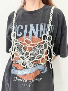 1Pc Flower-Shaped Beaded Cami Bustier Minimalist Design Cute Floral Pearl Top Double-Row Or Single-Row Configuration Available Fashion Essentials