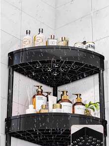 1pc Multi-Functional Plastic Storage Rack, Triangular Corner Shelf, Multi-Tier Floor-Standing Rack For Kitchen, Bathroom, Shower, Living Room, Bedroom Cosmetic Storage, Portable Wall-Mounted Corner Shelf Bathroom - Multicolor - View 8