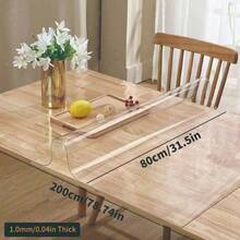 1pc High Quality 1mm Thick Transparent PVC Tablecloth - Scratch-Resistant, Heat-Resistant, Easy To Clean, Suitable For Home, Hotel, Restaurant And Cafe Tables, Minimalist And Fashionable Design - White - View 51