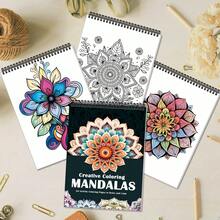 Set Deluxe de 4 cărți de colorat pentru adulți - Modele Mandala simple și ușoare pentru relaxare și ameliorarea stresului - Modele groase și complicate pentru Halloween, Crăciun și orice ocazie - Ideal pentru bărbați, femei și adolescenți - Experiență de colorat fără stres
