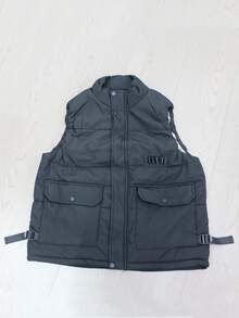 Men's Thick Warm Stand Collar Vest Jacket, Versatile Casual Vest For Autumn/Winter - Black - View 2