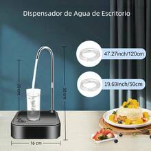 Bomba dispensadora de agua eléctrica, recargable, portátil, dispensador de agua portátil recargable por USB-C para uso doméstico - Negro - View 6