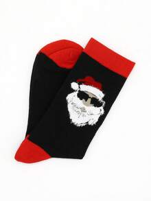 1 Pair Men's Funny Santa Claus Christmas Graphic Mid-Calf Socks