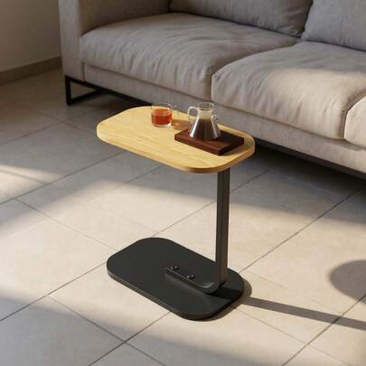 C Shaped Side Table, Compact Sofa Side Table For Small Spaces, Oval Standing Desk For Home Office Or Bedroom