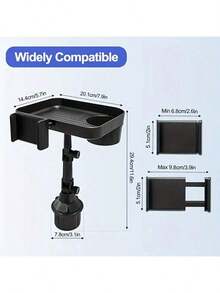 Car Armrest Box Tray, Makeup Counter, Drink Cup Holder, Storage Organizer, Co-Pilot Streaming Holder - Black - View 9