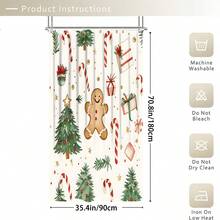 1/3/4pcs Wite Gingerbread For Man Christmas Tree Crutch Candy Shower Curtain Bathroom Set, Waterproof And Wear-Resistant Accessories,With 12 Hooks - Includes Toilet Seat Cover, Bath Mats, And Rugs - Non-Slip Polyester Fabric - Washable - Perfect For Holiday Decor,Home/Bedroom/House/Western Decor, - Multicolor - View 19