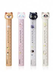 Set di righelli a forma di gatto e cane: grazioso gatto e Shiba Inu, colori pastello, design adorabile di animali. Adatto per disegno di studenti, misurazione per esami, accessori da scrivania, righello animale carino e pratico, allevia lo stress, aggiunge divertimento studio e alla vita, migliora il valore e la praticità della cancelleria, regali perfetti per insegnanti per premiare gli studenti.
