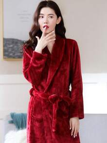 2024 Winter Neue Korallenfleece Bademantel, Dicker & Langer Flanell Bademantel für Frauen, Frühling & Herbst